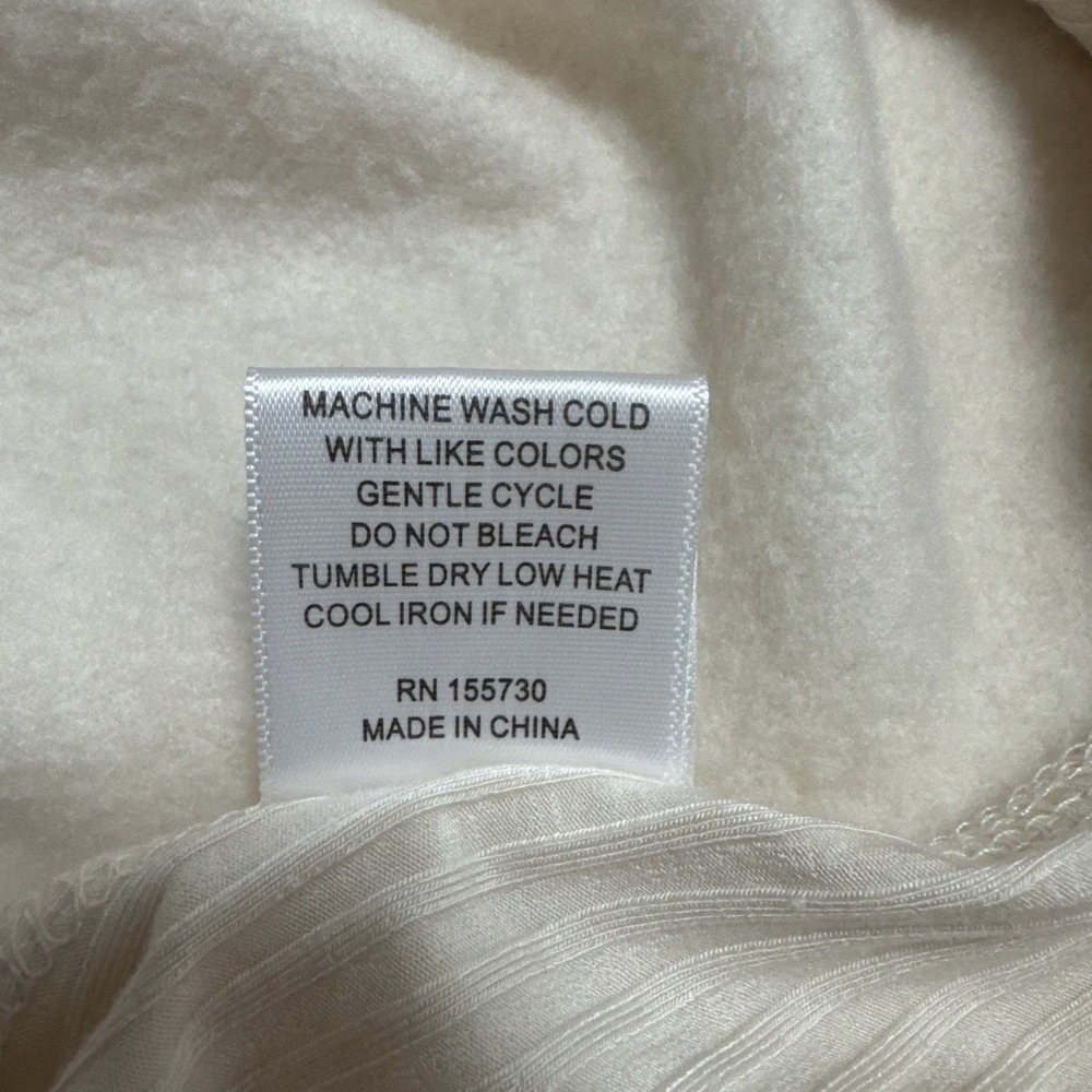 Women's XL Cream V Neck Long Sleeve Ribbed Detail Sweatshirt Pullover Top READ - Picture 6 of 10